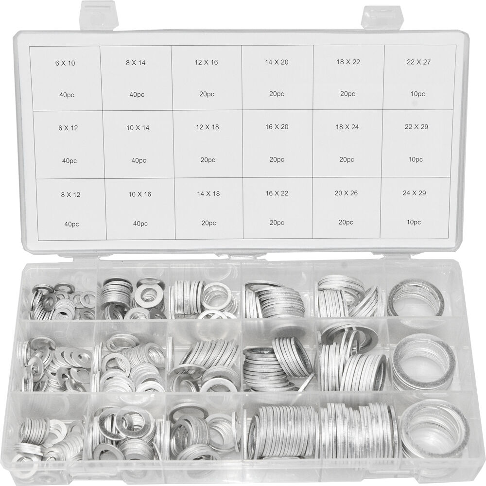 Swordfish 32411 - 450pc Oil Drain Plug Aluminum Washer Gasket Assortment