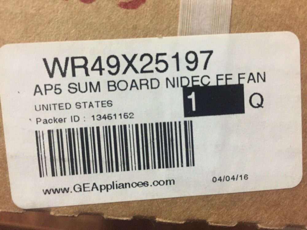 GE WR49X25197. SUM BOARD NIDEC FF FAN. 