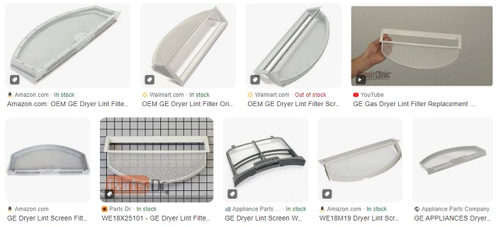 GE Dryer Lint Filter Parts